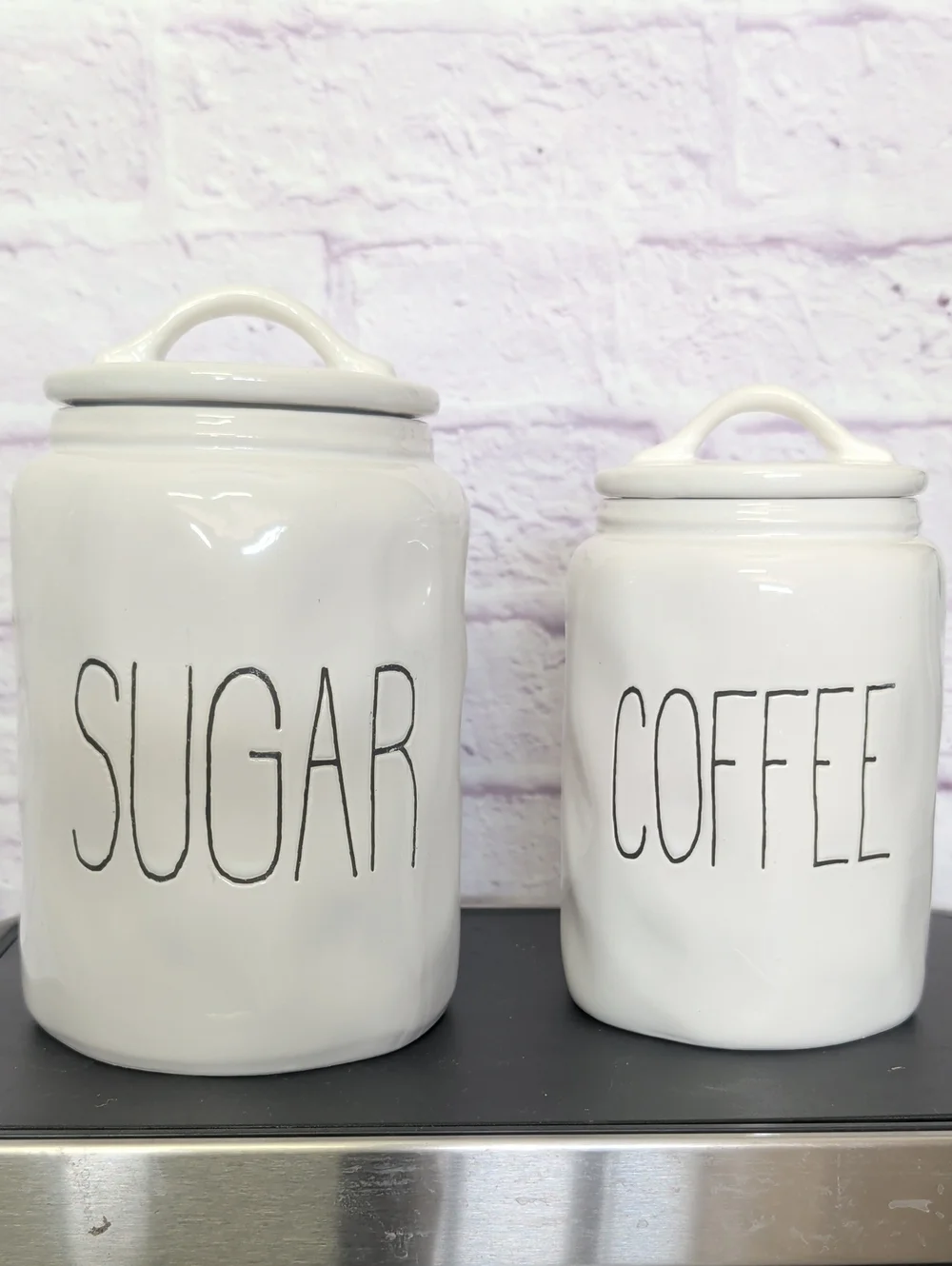 Rae Dunn White Ceramic Kitchen Canisters - Set Of 2 - Sugar & Coffee